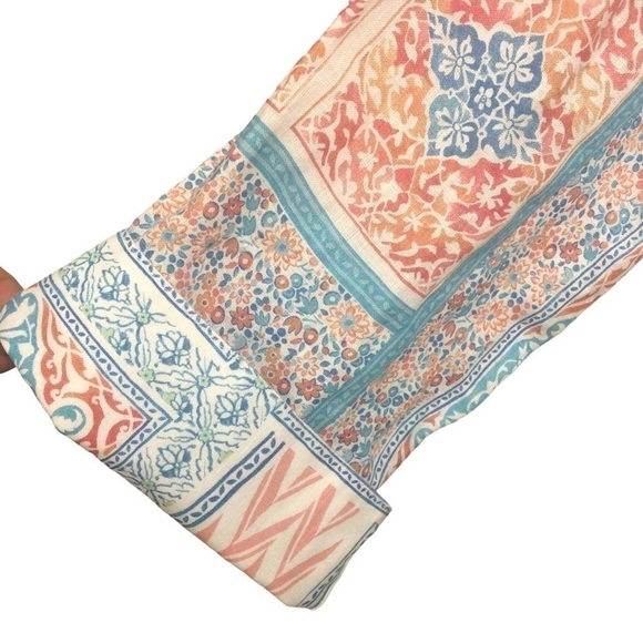 Chico’s Linen Coastal Tile Pastel Paisley Long Sleeve Blouse Chico 2 Women’s 12 - Picture 11 of 15